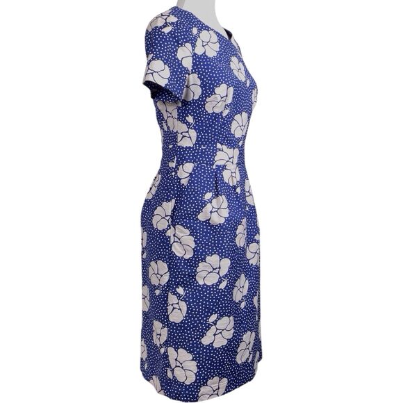 BODEN Sierra Textured Floral Polka Dot Dress Size 4 Blue White Short Sleeve EUC - Picture 7 of 16